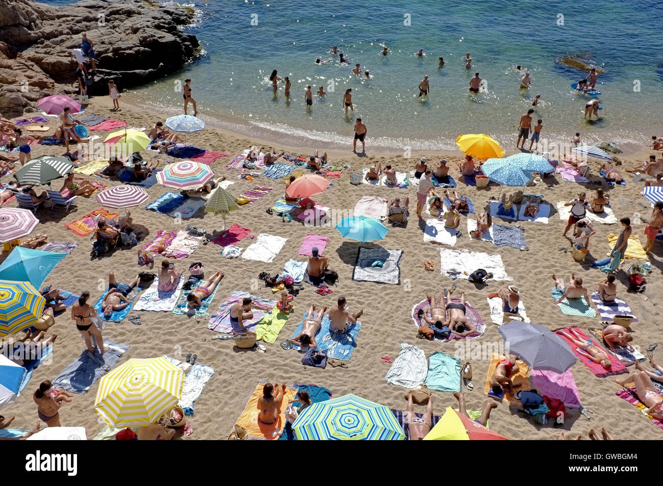 Der Strand von Calella de Palafrugell, Spanien Stockfoto