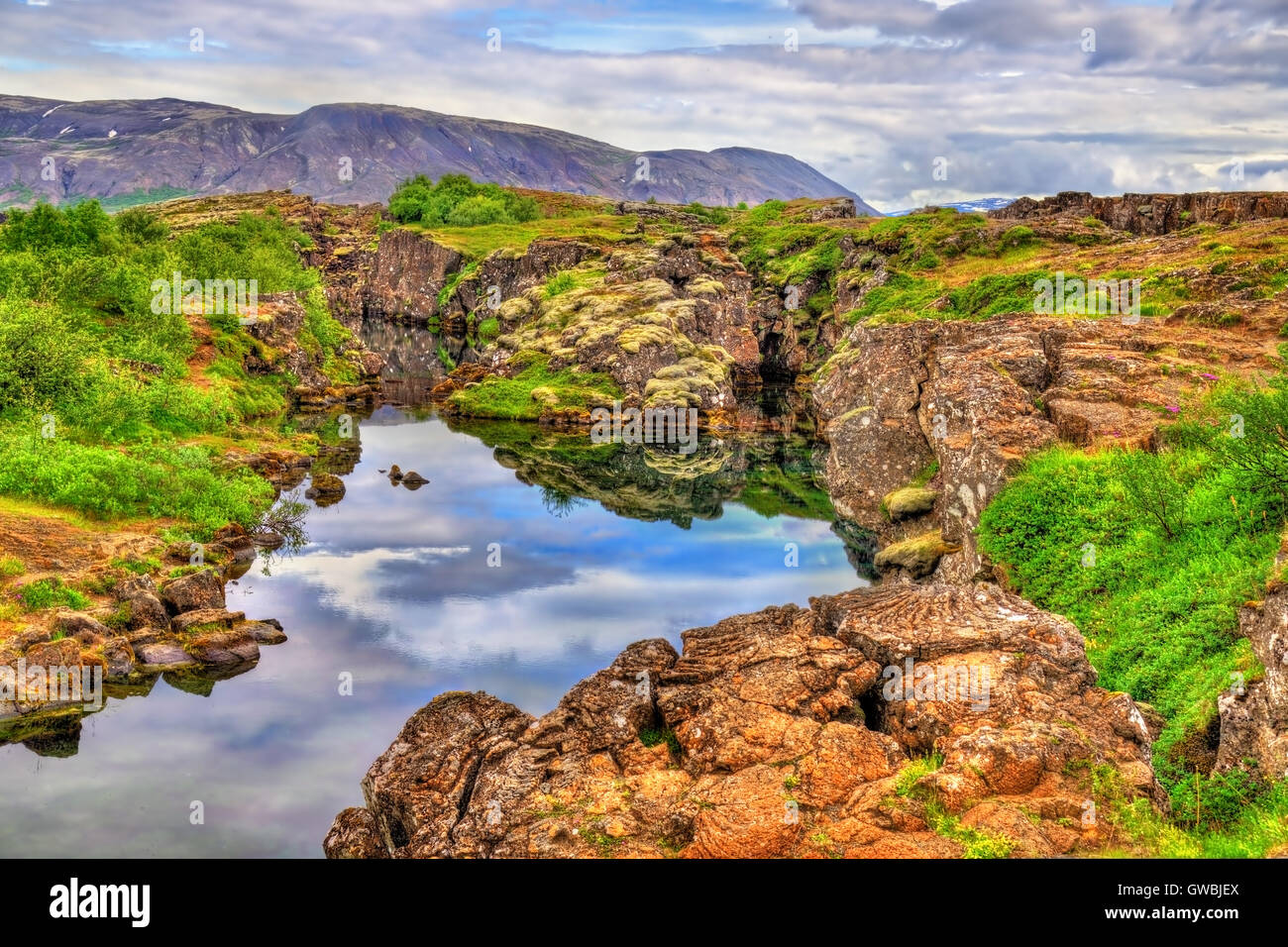 Thingvellir Nationalpark, ein UNESCO-Weltkulturerbe in Island Stockfoto