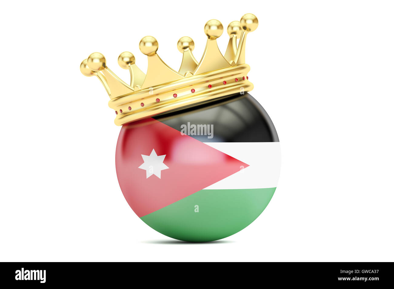 Krone mit Flagge Haschemitischen Königreich Jordanien, 3D-Rendering Stockfoto