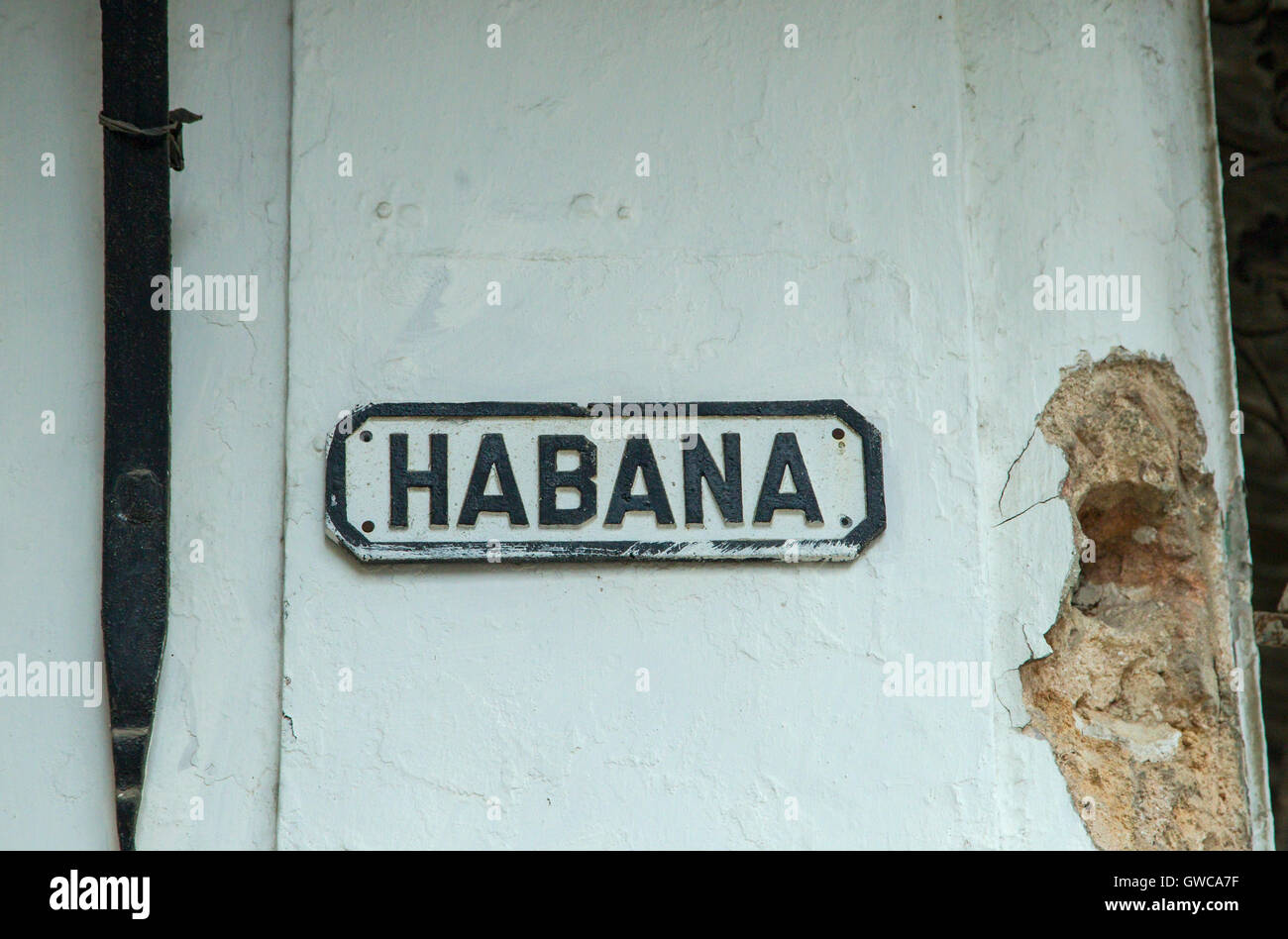 Havanna Stadt Straßenschild in Havanna oder Habana, Cuba Stockfoto