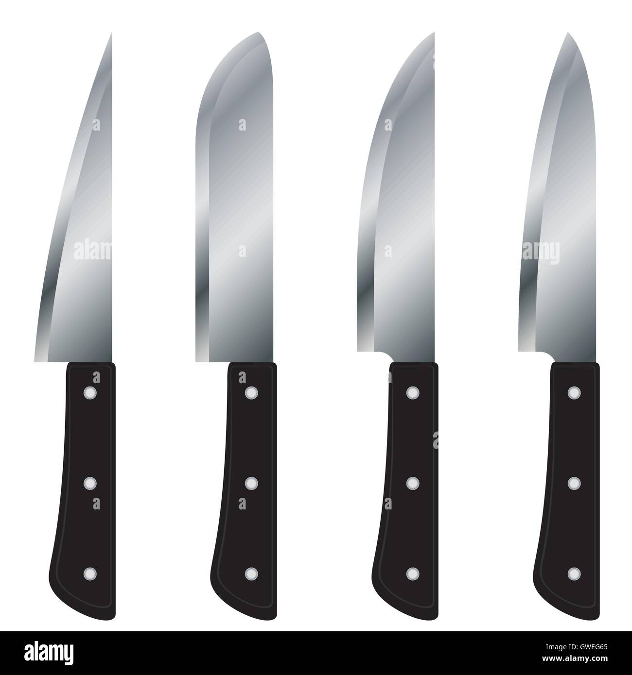 Messer, Küche, Vektor, isoliert, weißes, Restaurant, scharf, Hintergrund, Illustration, schwarz, Koch, Objekt, Metall, Ausrüstung, geschnitten Stock Vektor