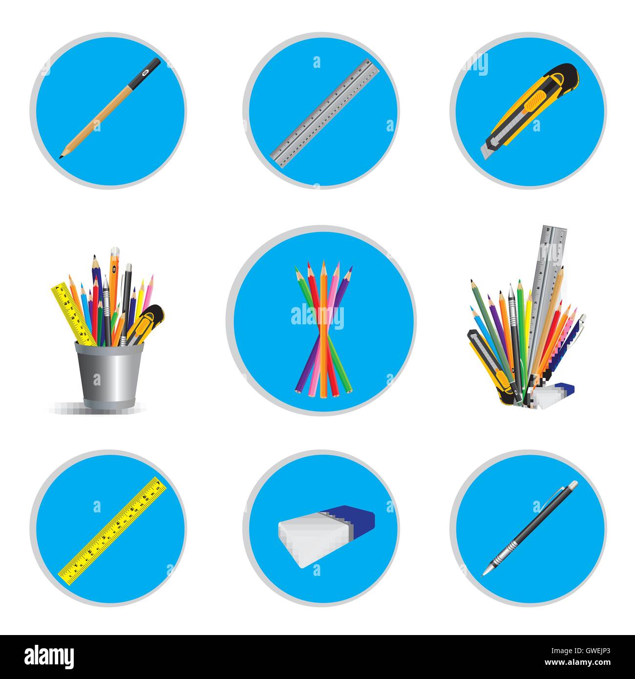 Icon, Bleistift, Lineal, isoliert, Illustration, Vektor, Design, Hintergrund, Symbol, Objekt, Zeichen, Element, Schule, Web, Office, Stift Stock Vektor