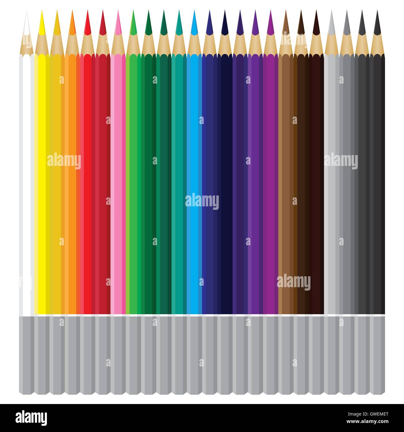 Bleistift, Vektor, Abbildung, Set, weiß, Büro, Design, Hintergrund, Kunst, bunt, Holz, Objekt, Schule, Ausrüstung, Ausbildung Stock Vektor