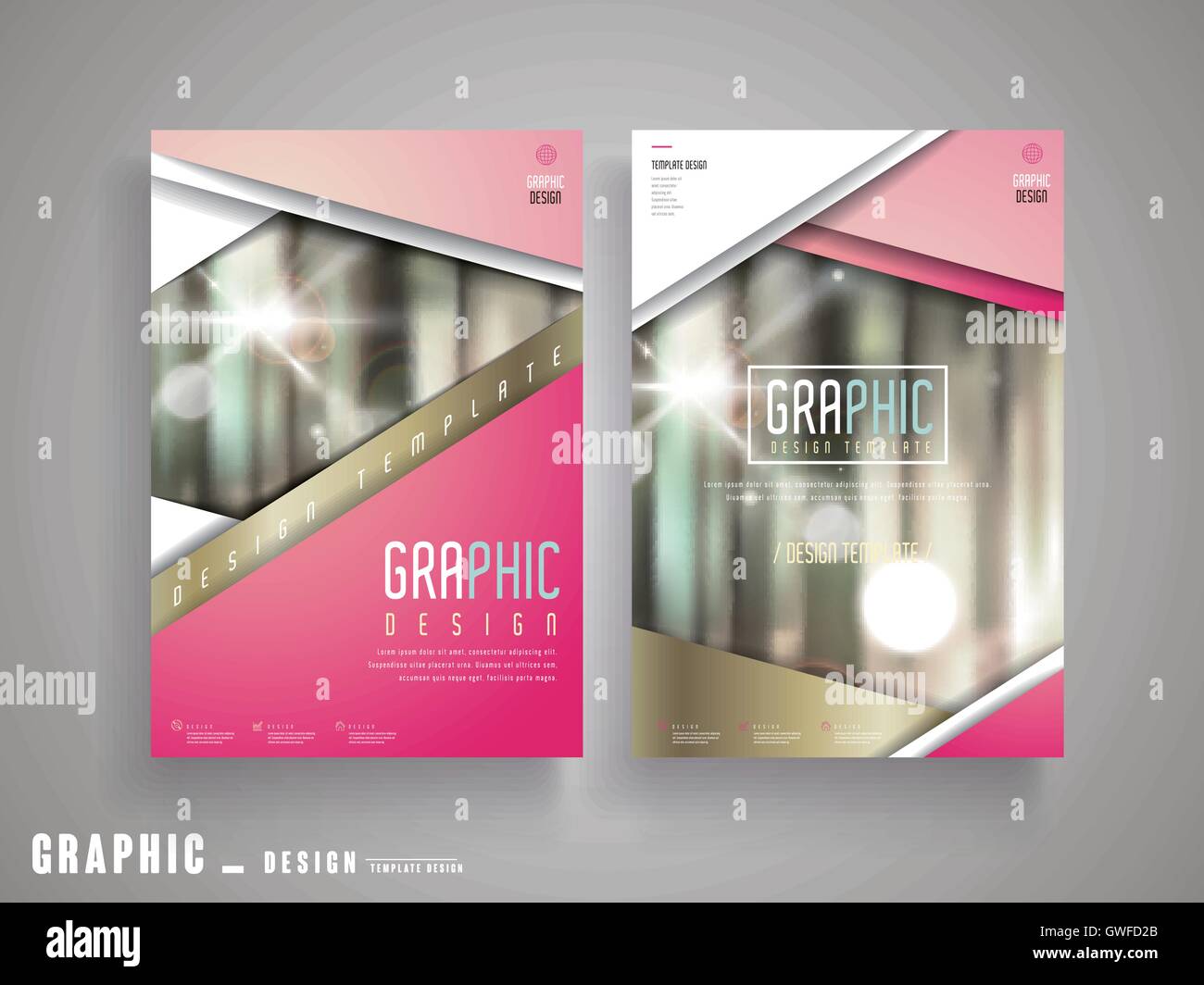 Flyer oder Decken Design mit Wald der Hintergrund jedoch unscharf und geometrische Elemente in rosa Stock Vektor