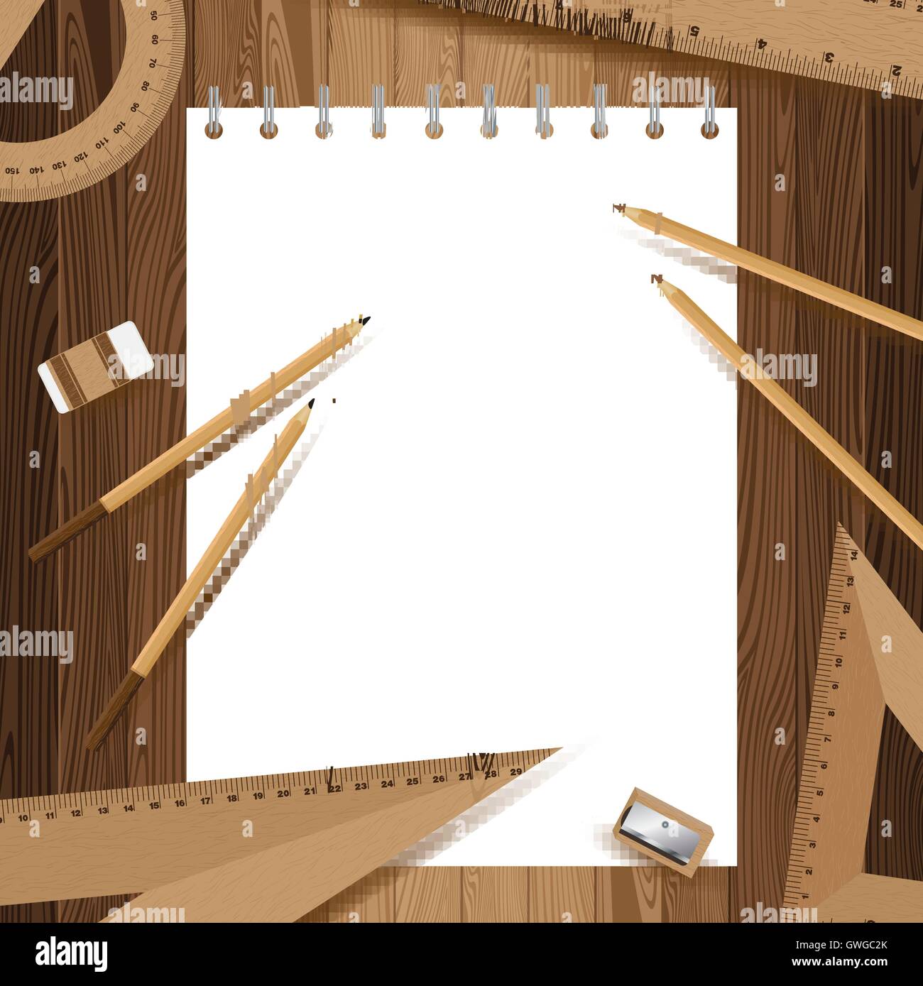 Bleistift, Vektor, Farbe, Illustration, Satz, weiß, blau, Büro, Design, grün, Hintergrund, Kunst, gelb, bunt, Holz, Objekt Stock Vektor