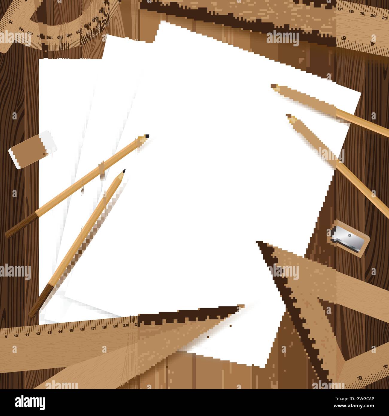 Bleistift, Vektor, Farbe, Illustration, Satz, weiß, blau, Büro, Design, grün, Hintergrund, Kunst, gelb, bunt, Holz, Objekt, Stock Vektor