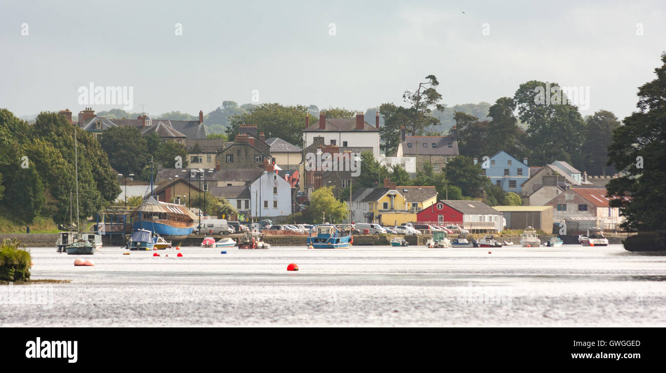 Das Meer Stadt Cardigan, Pembrokeshire, Wales, UK, wie im Ansatz aus dem Meer, den Fluss Teifi gesehen. Stockfoto