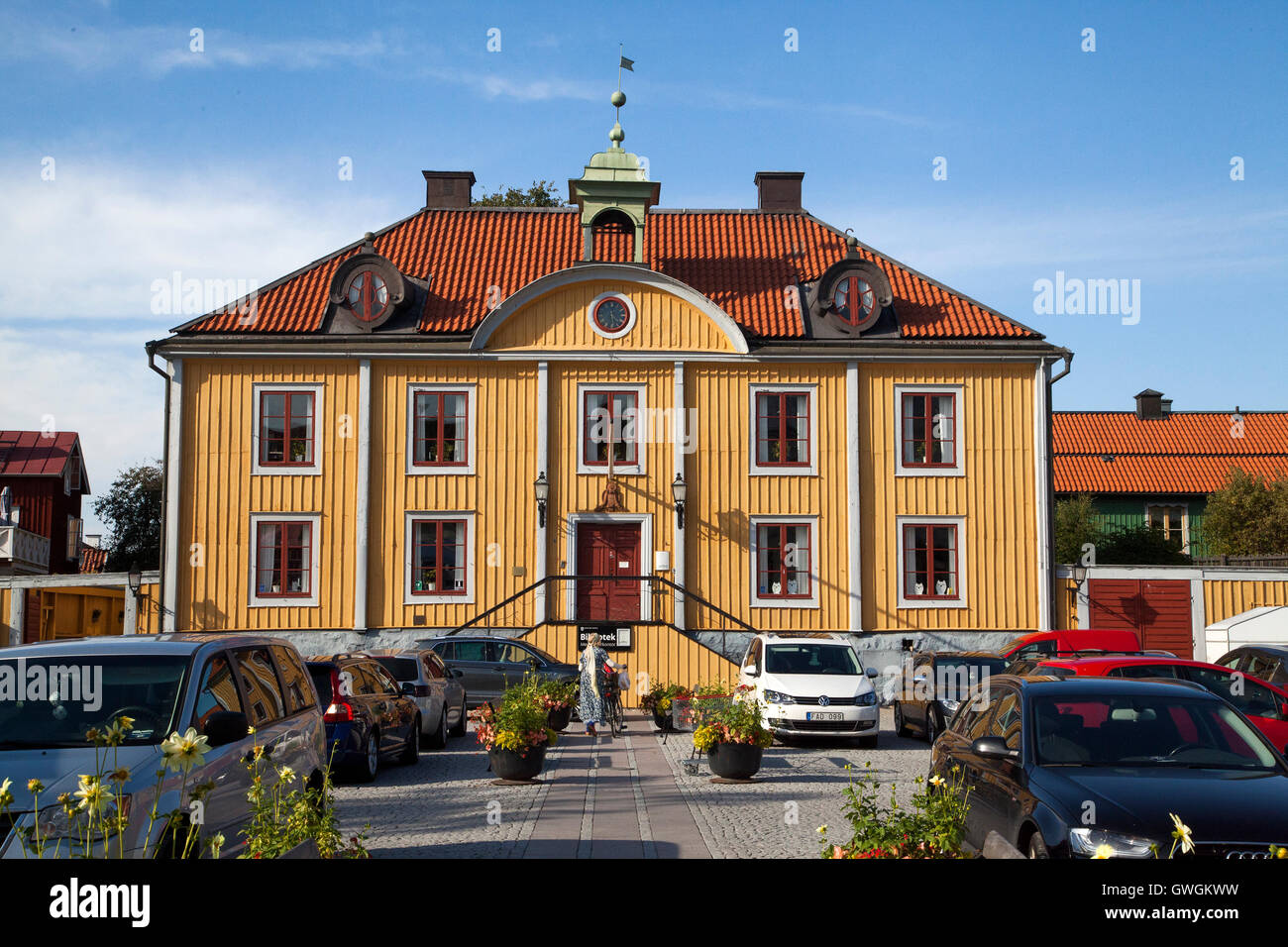 Die Altstadt befindet sich das Schloss Gripsholm MARIEFRED, Stockfoto