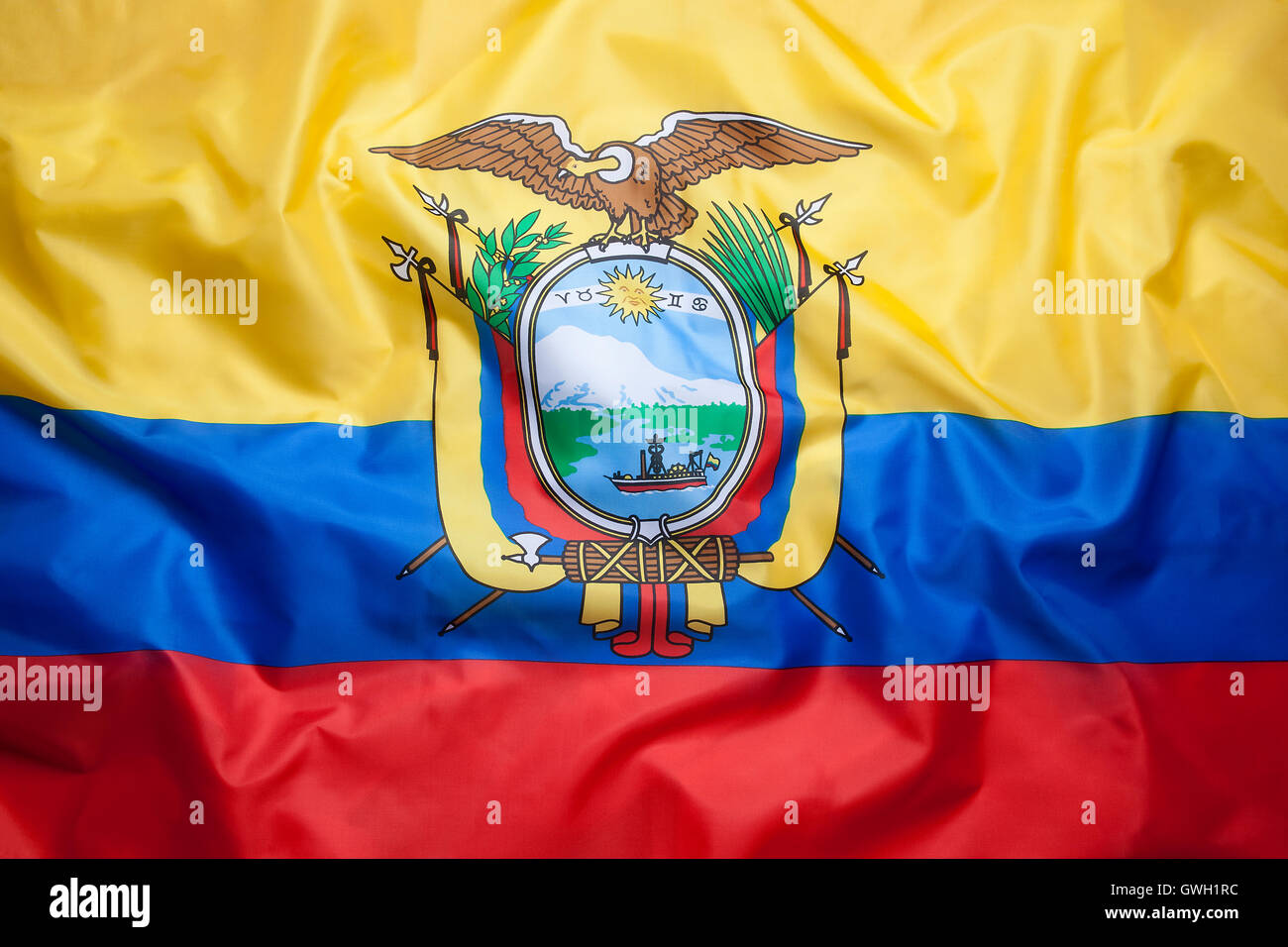 Textil-Flagge Ecuadors für Hintergrund Stockfoto