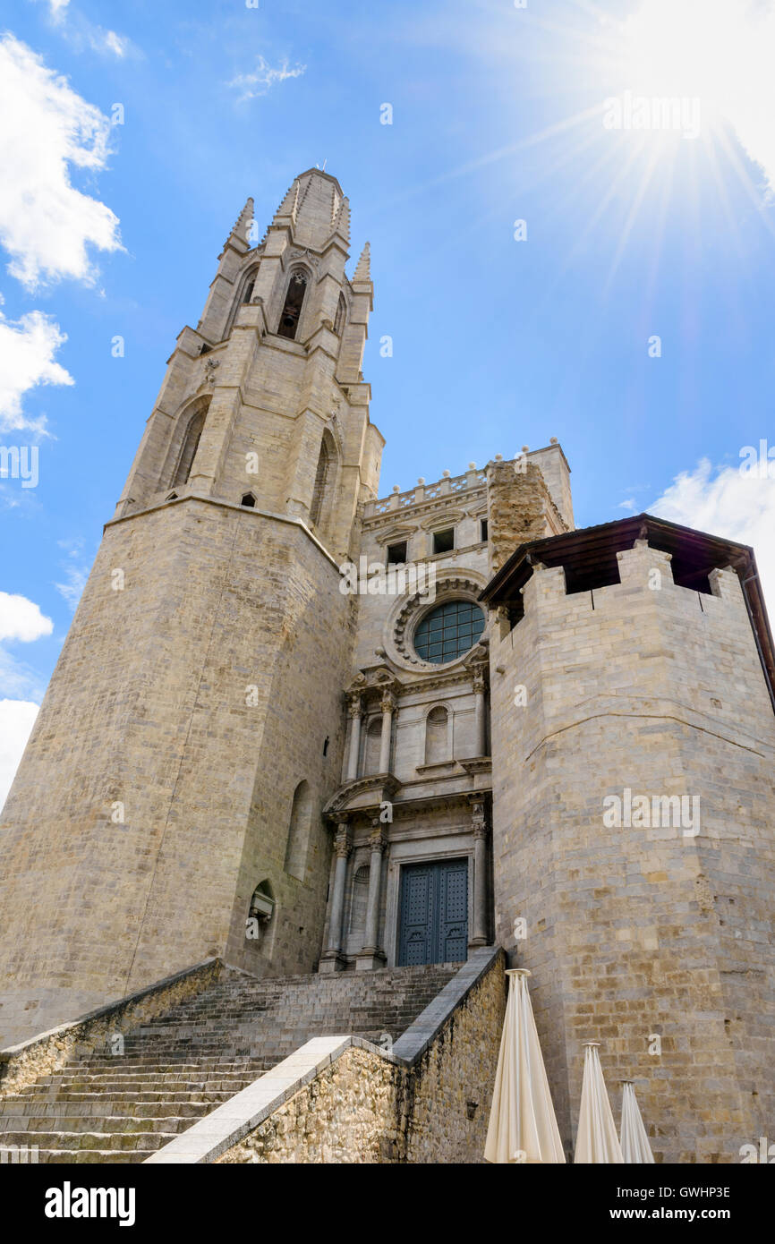 Kirche von Sant Feliu, Girona, Katalonien, Spanien Stockfoto