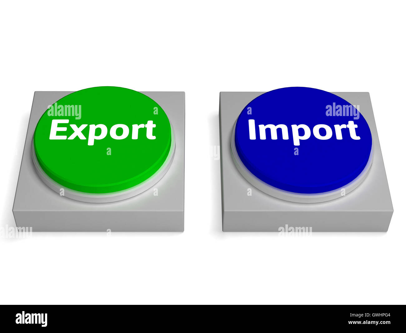 Export Import Tasten Shows exportiert oder importiert Stockfoto