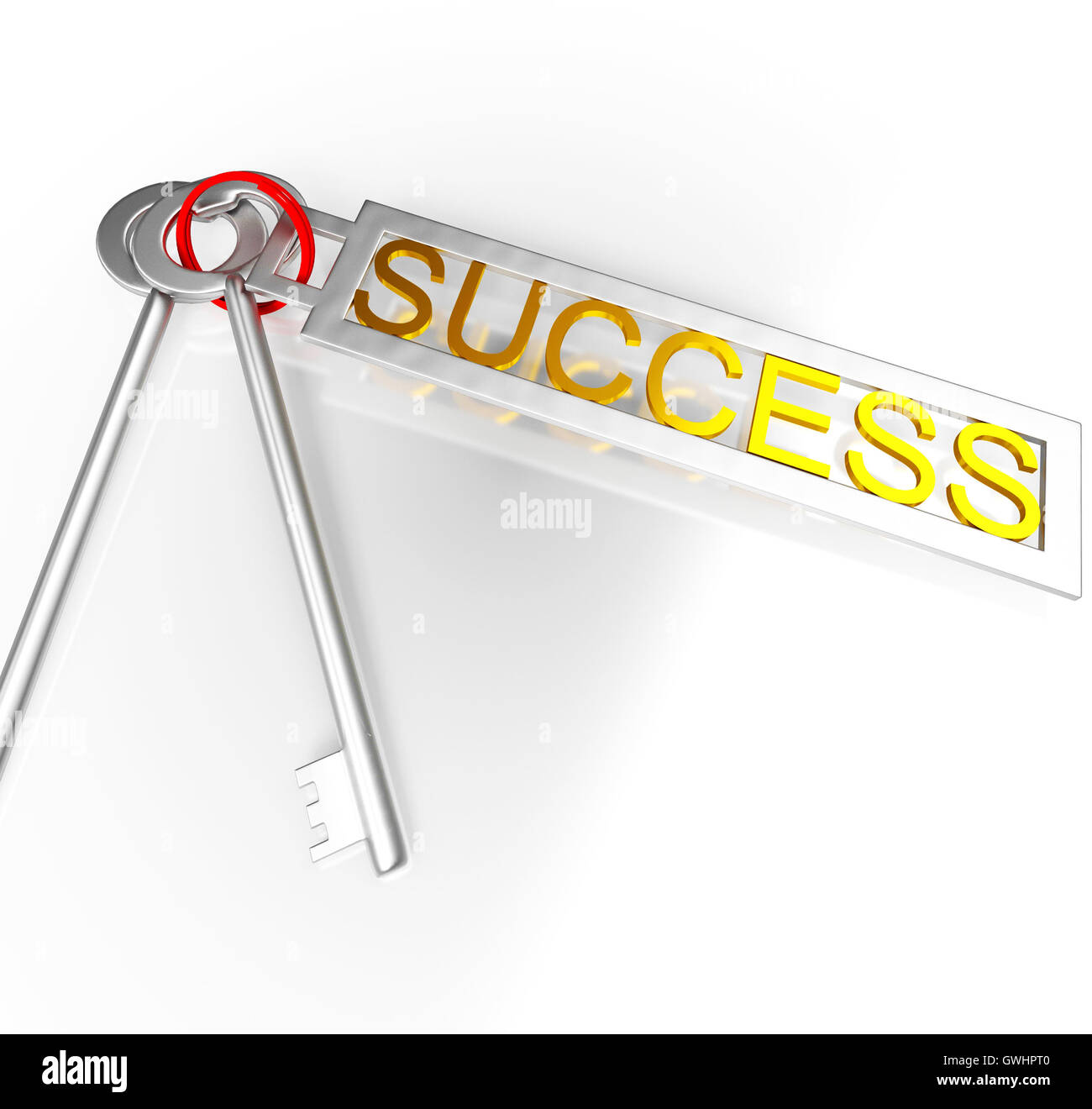 Erfolg Schlüssel zeigt Sieg erreichen oder erfolgreich zu sein Stockfoto