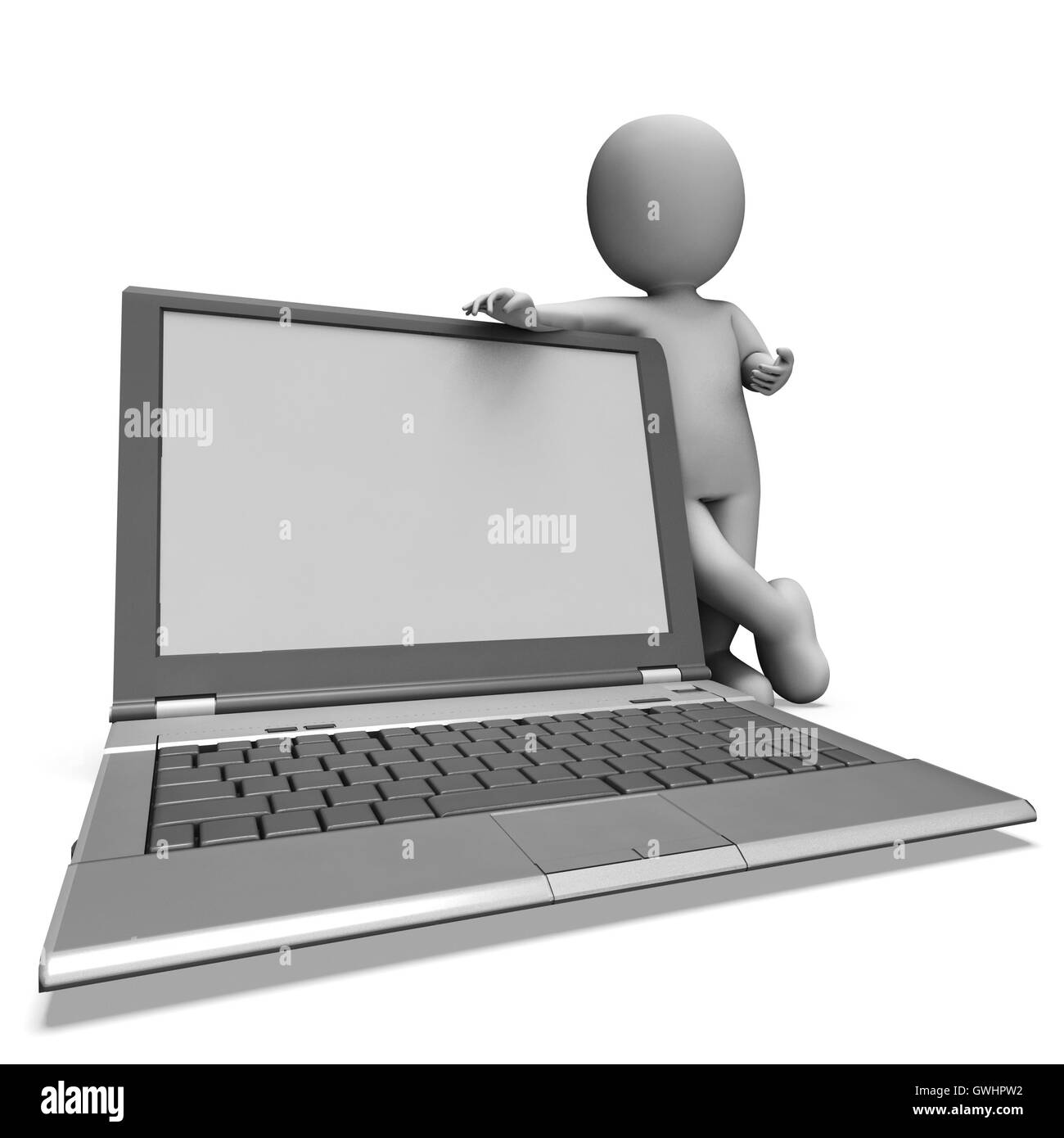 Laptop mit Exemplar zeigt Surfen Web Online Stockfoto
