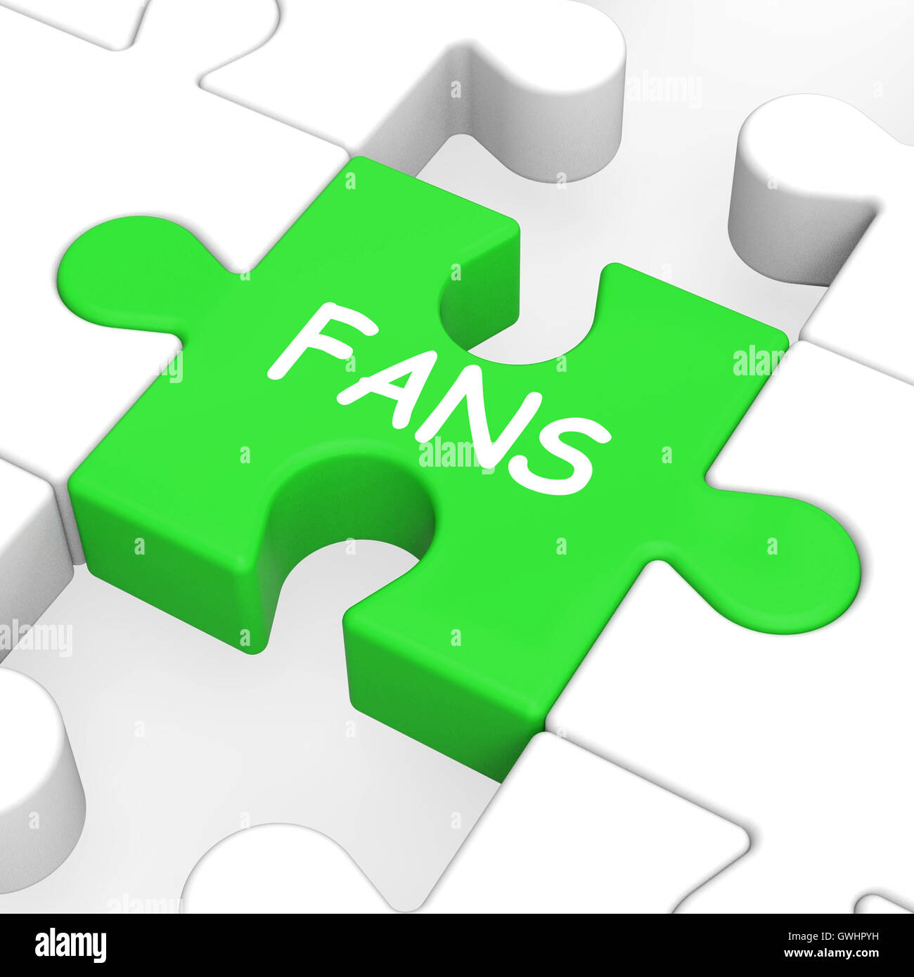 Fans Puzzle zeigt Anhänger Likes oder Internet-Fan Stockfoto
