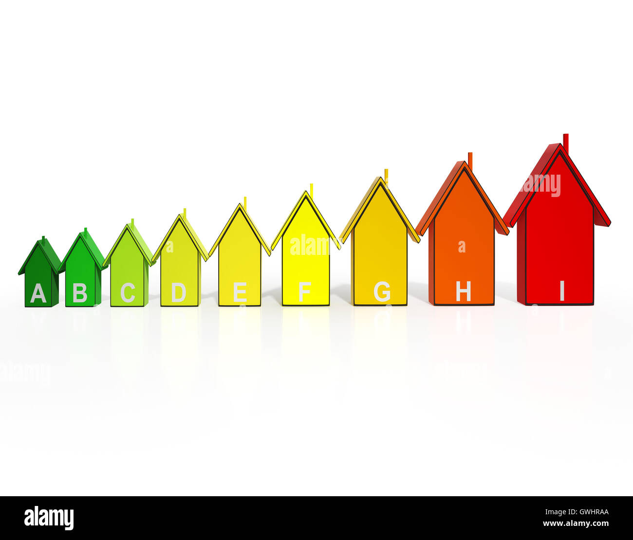 Energy Efficiency Rating Häuser zeigen Eco Buildings Stockfoto