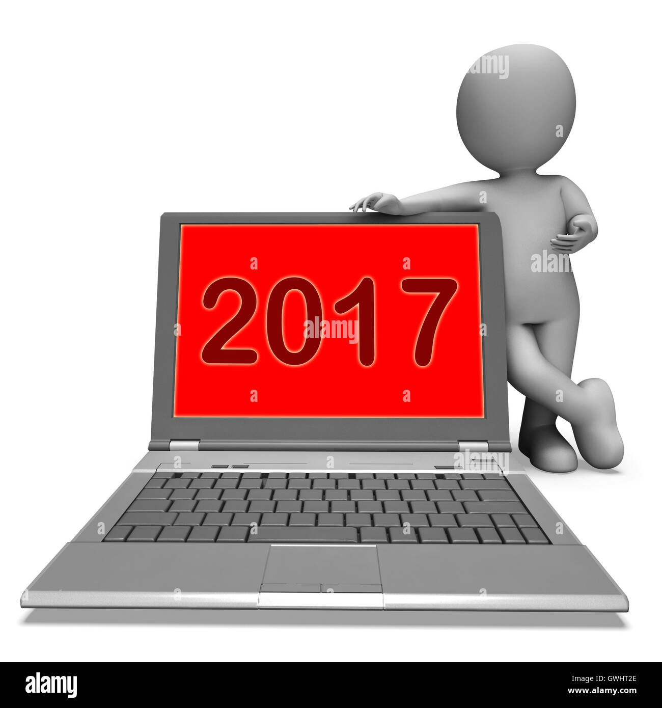 Zwei tausend und siebzehn Charakter Laptop zeigt Jahr 2017 Stockfoto