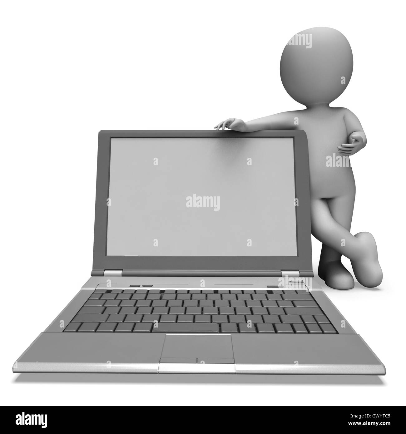 Laptop mit Exemplar zeigt Surfen Web Online Stockfoto