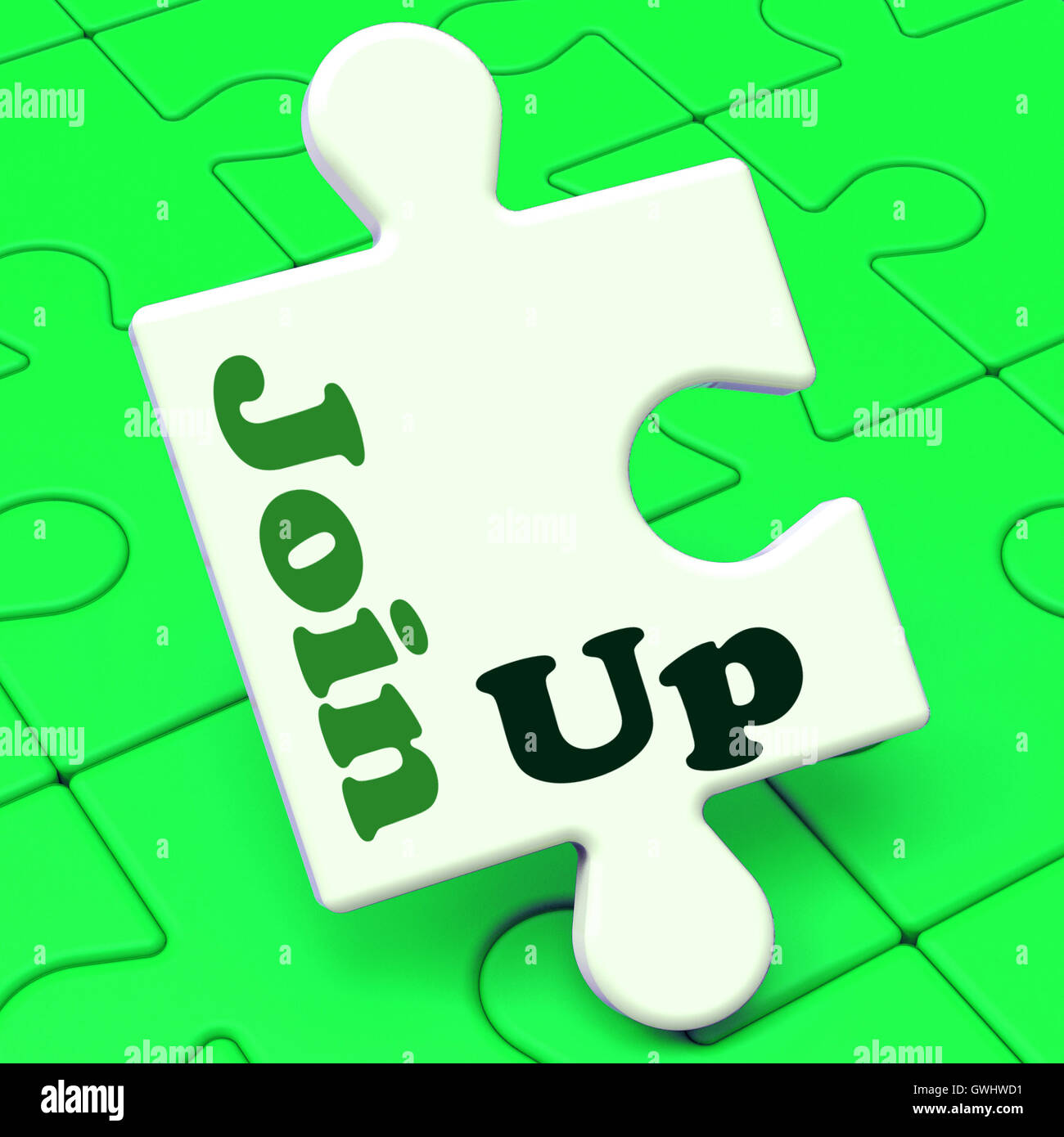 Join Up Puzzle zeigt Anmeldung Mitgliedschaft und Registrat Stockfoto