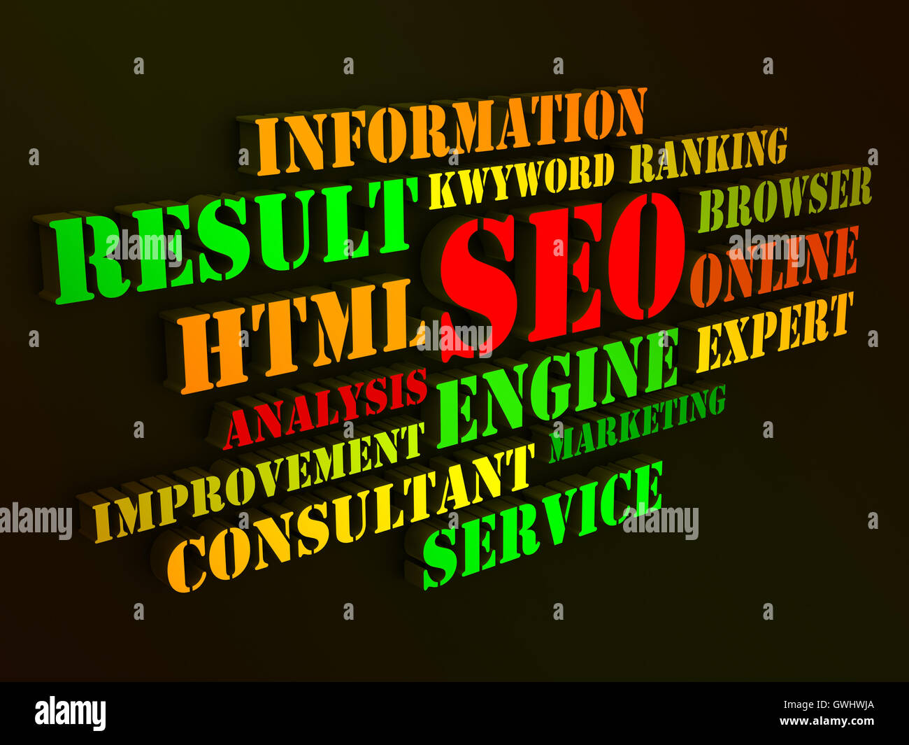 SEO Worte zeigen Websites Suchmaschinen-Optimierung oder Optimierung Stockfoto