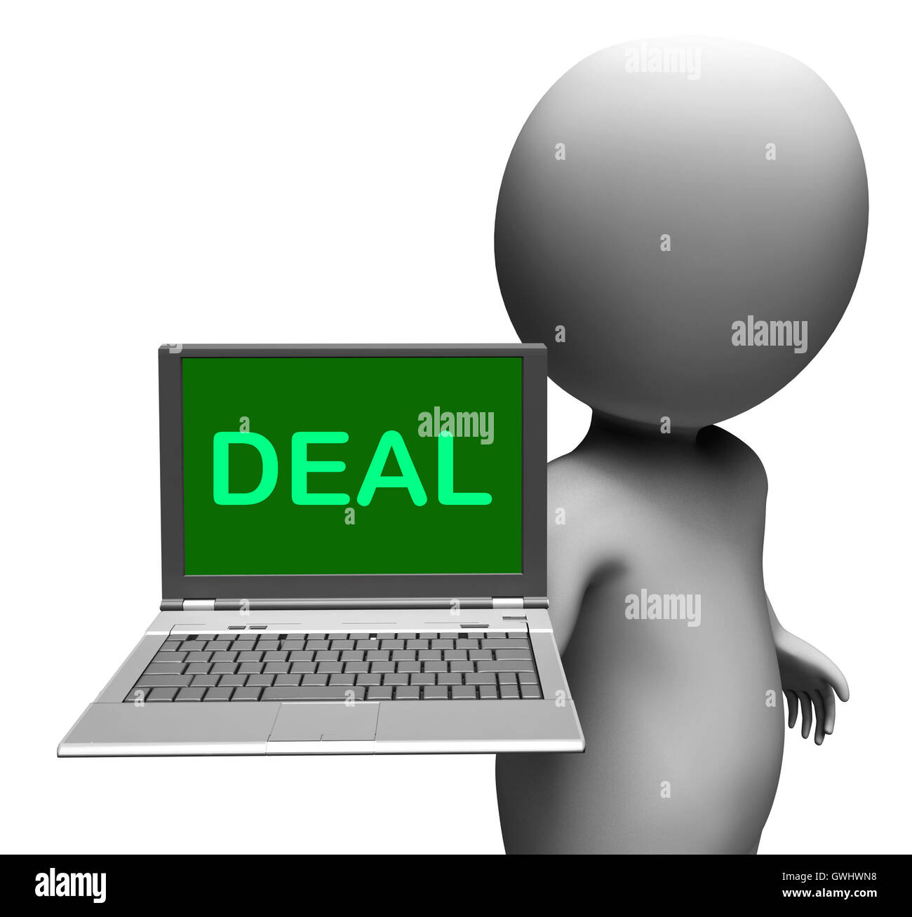 Laptop zeigt Vertrag oder Online-Handel zu tun Stockfoto