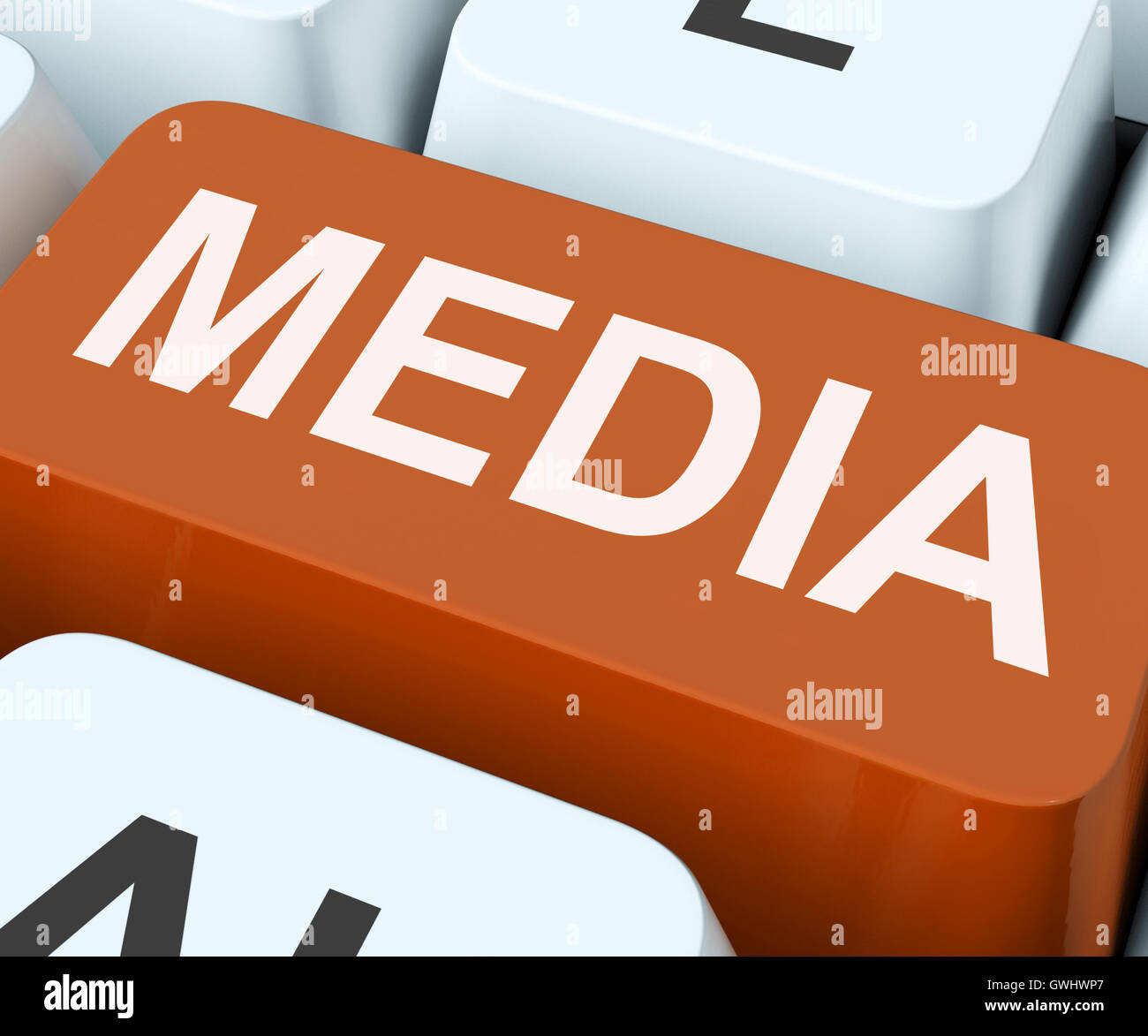 Medientaste zeigt Multimedia-Zeitungen oder Fernsehen Stockfoto