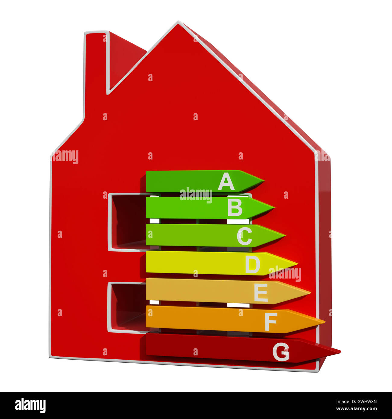 Energieeffizienz Rating Symbol bedeutet effiziente Haus Stockfoto