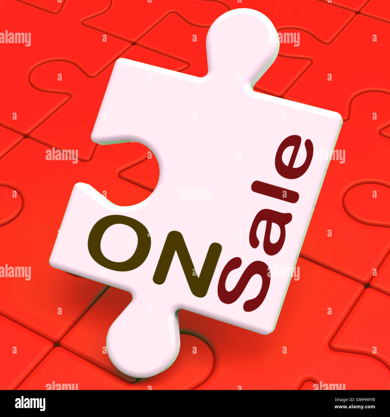 Auf Verkauf Puzzle zeigt Reduktion Einsparungen oder Rabatte Stockfoto