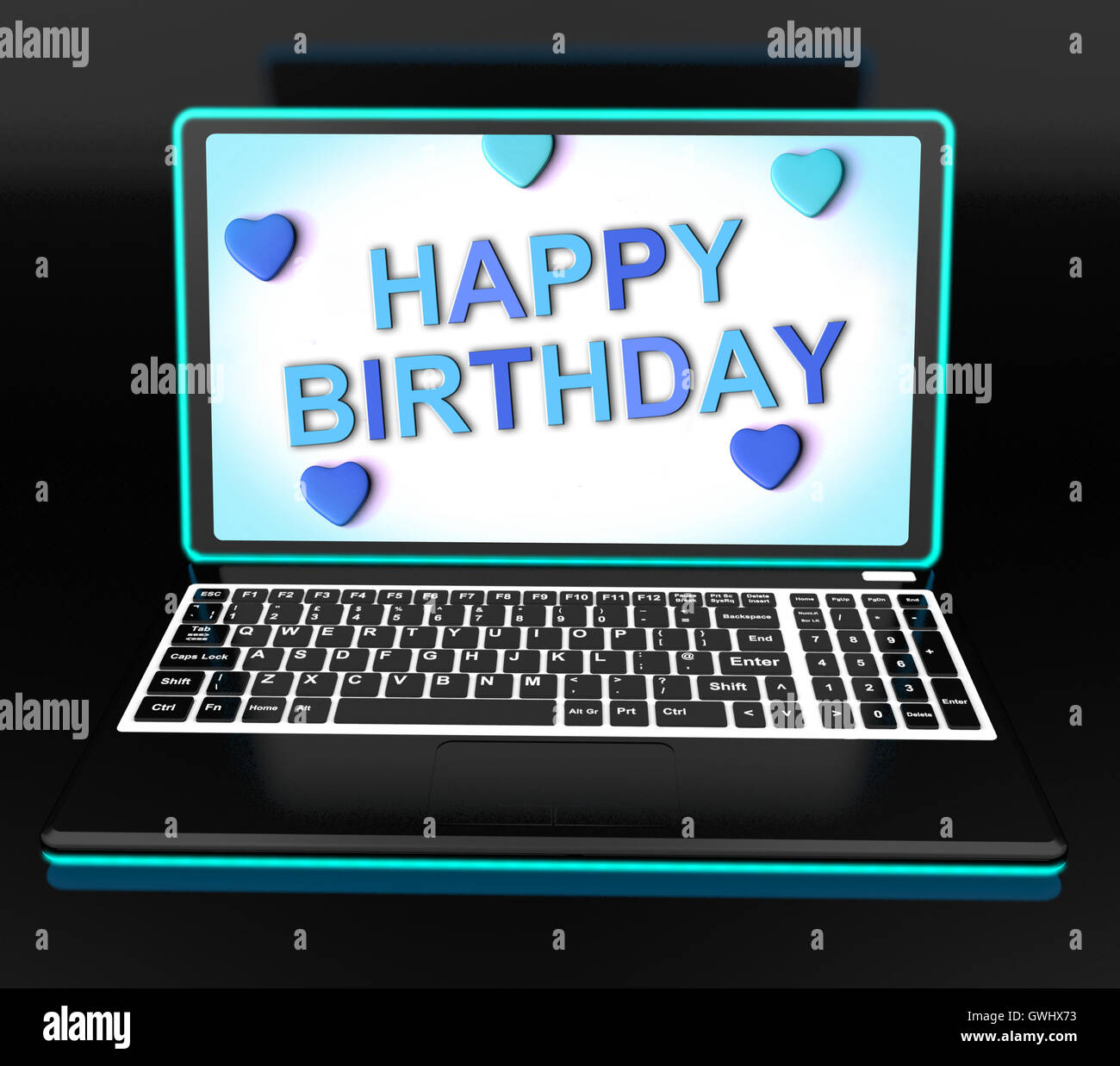 Alles Gute zum Geburtstag Gruß auf Computer zeigt Internet-Feier ...