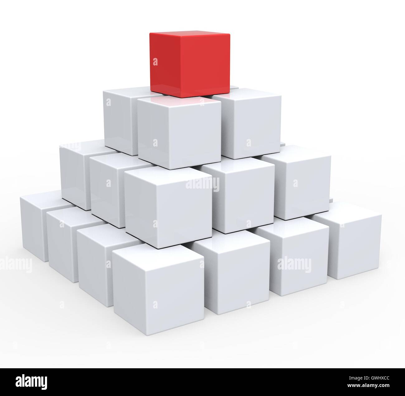 Spitze der Pyramide zeigt Hierarchie oder Führer Stockfoto