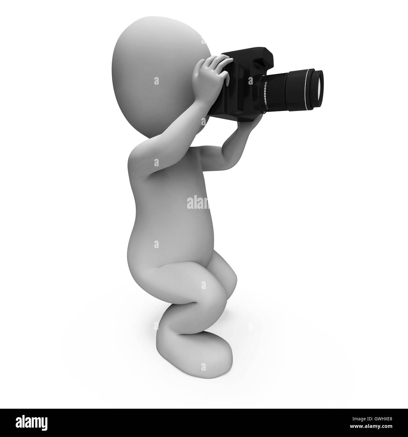Fotos Charakter zeigt digitale DSLR-Kamera und Fotografie Stockfoto