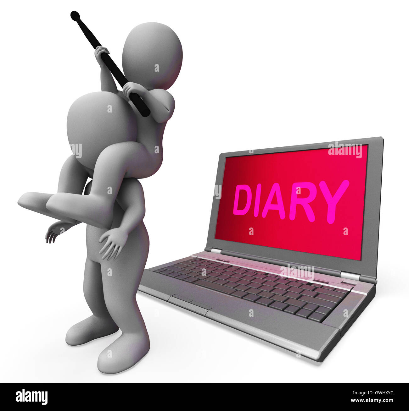 Tagebuch-Laptop-Zeichen zeigen Internet Termin oder Zeitpläne Stockfoto