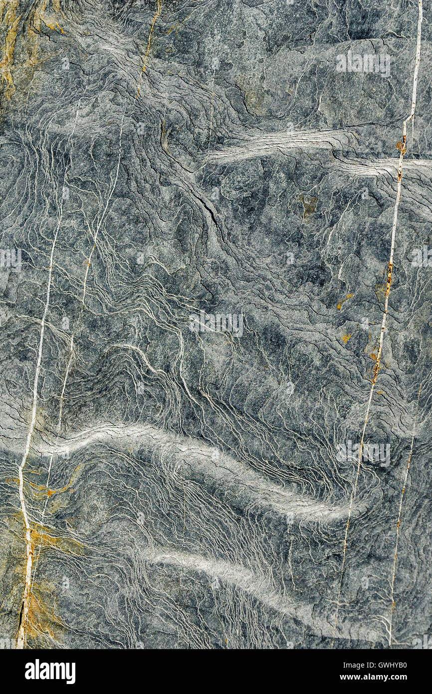 Detailansicht von Marken, Linien und Muster in der Erodierten Oberfläche rock. Stockfoto