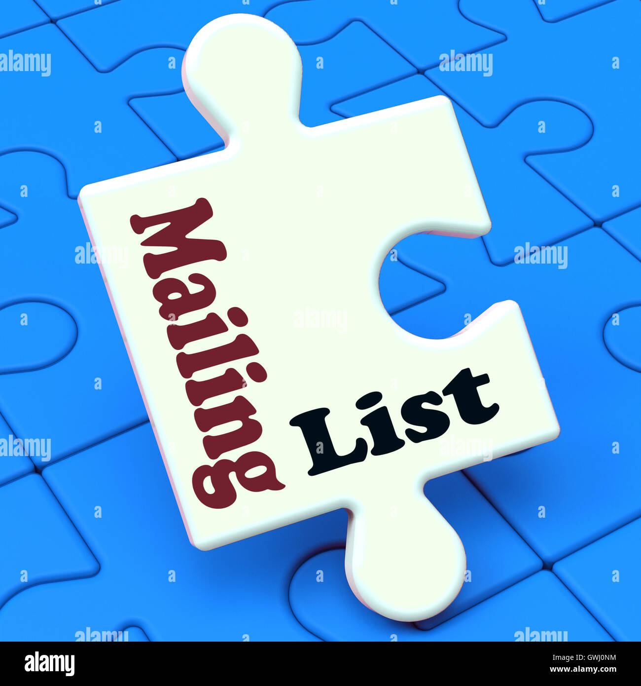 Mailing-Liste Puzzle zeigt e-Mail-Marketing-Listen Online Stockfoto