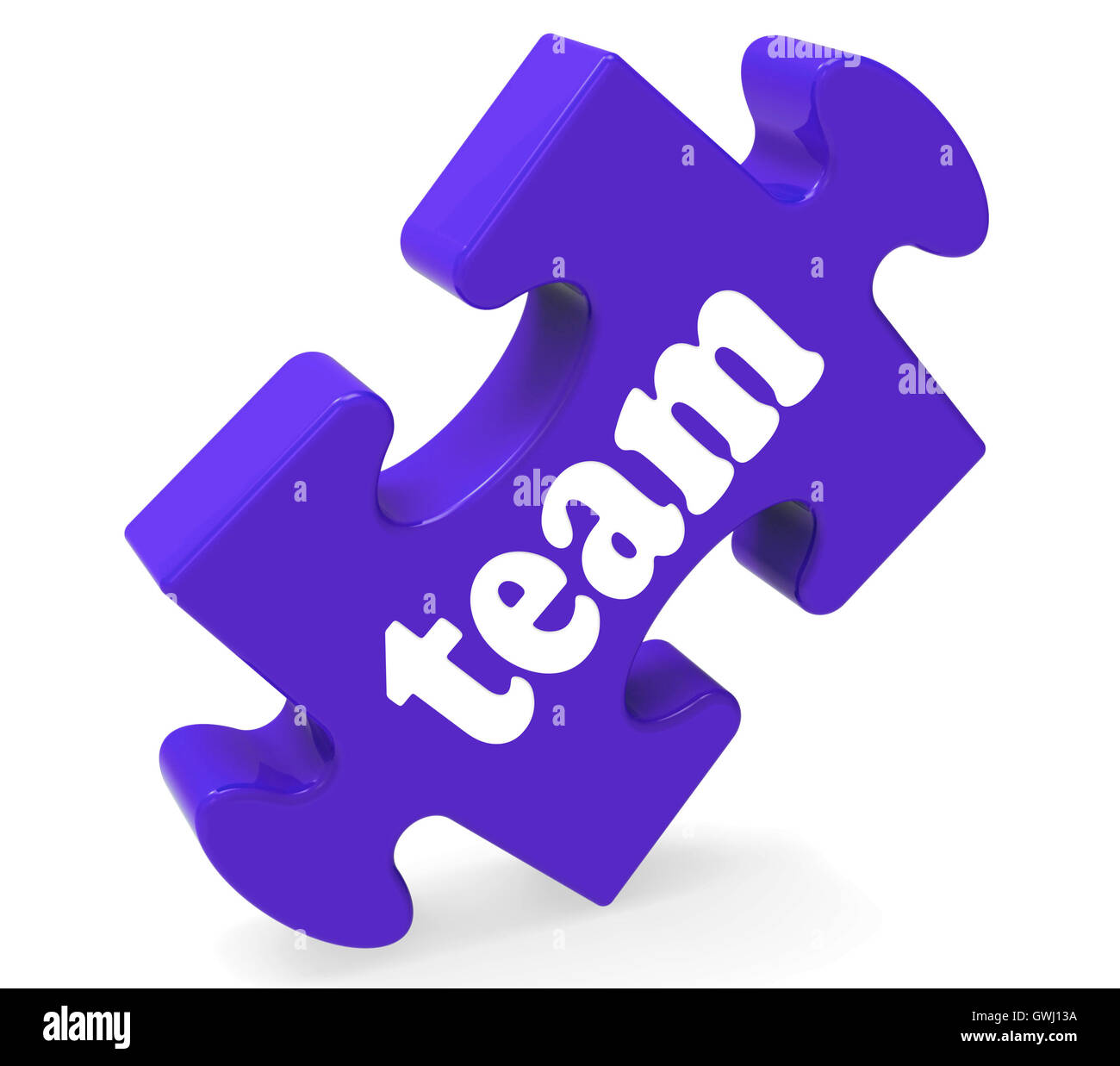 Team-Puzzle zeigt gemeinsam Gemeinschaft und Einheit Stockfoto