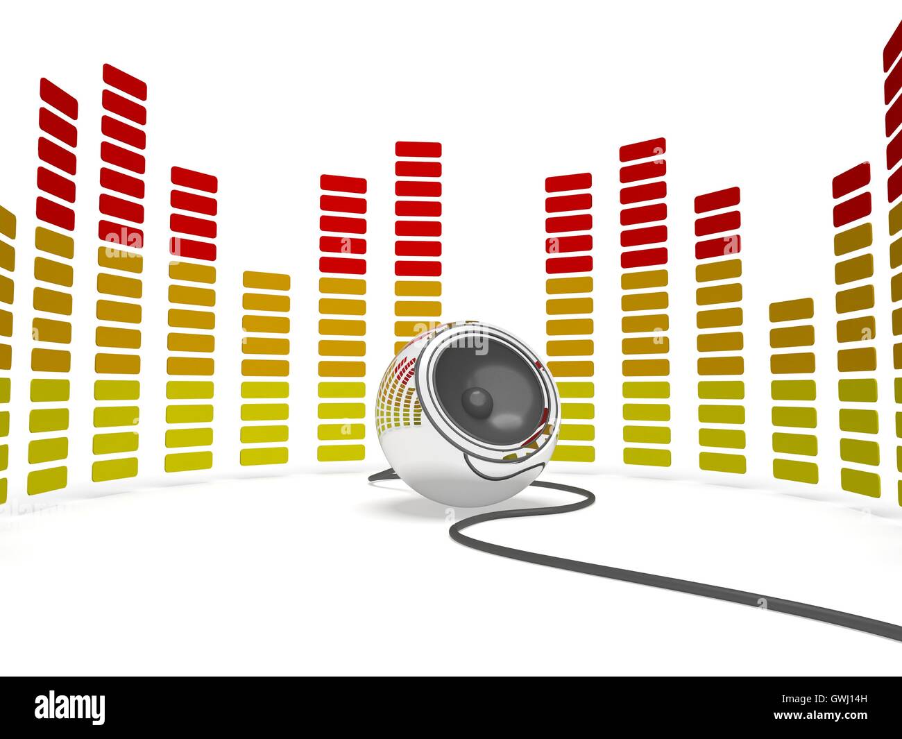 Grafik-Equalizer und Lautsprecher zeigt Musik oder Musical Audio Stockfoto