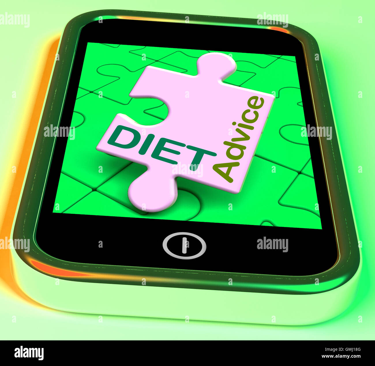 Diätberatung auf Smartphone zeigt gesunde Ernährung Online Stockfoto