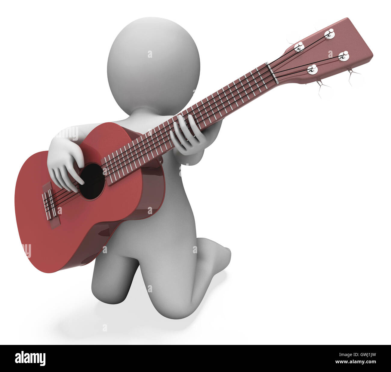 Gitarrist Charakter zeigt, Akustik-Gitarrenmusik und Performance Stockfoto
