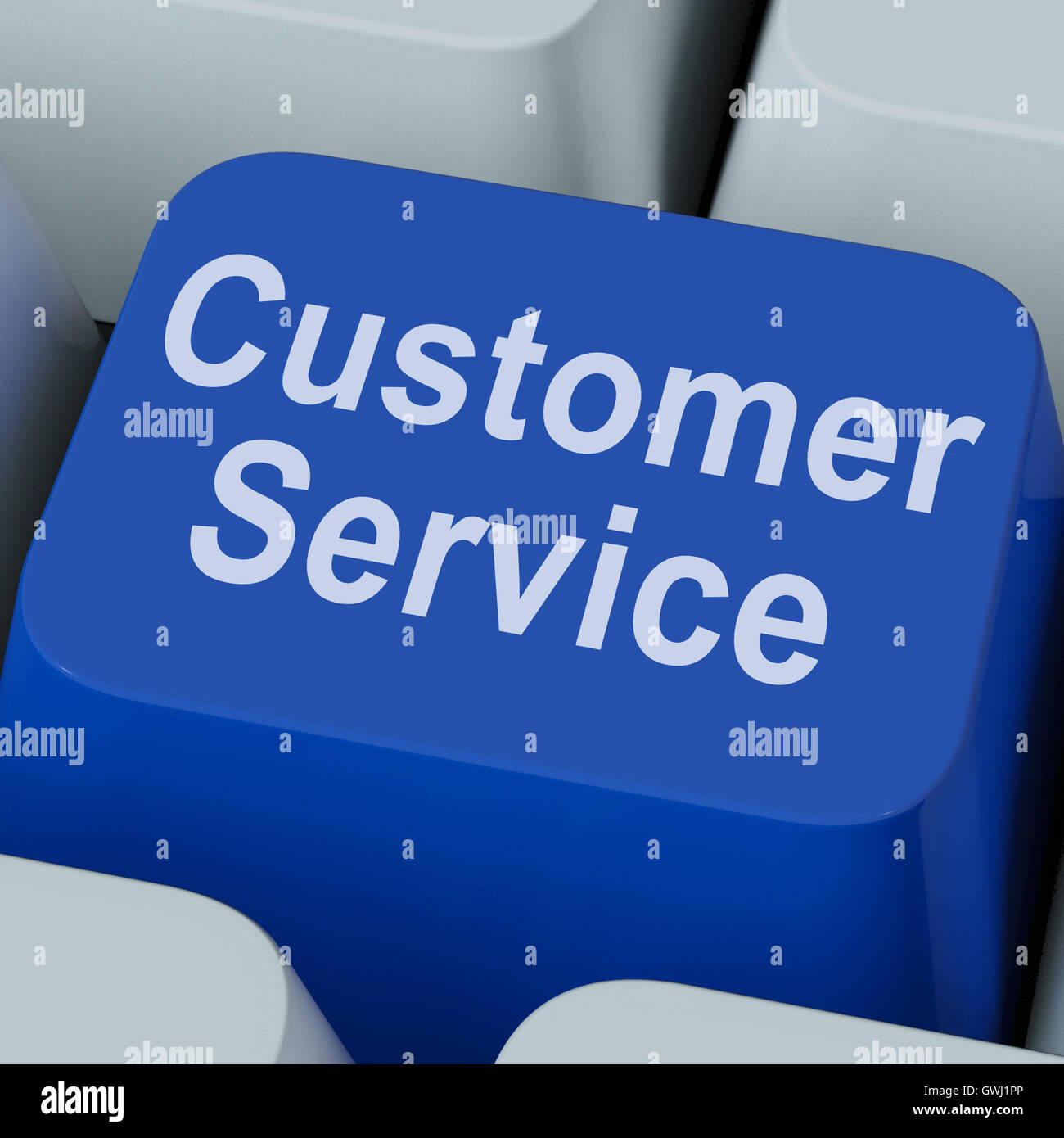 Kunden-Service-Taste zeigt Unterstützung der Online-Verbraucher Stockfoto