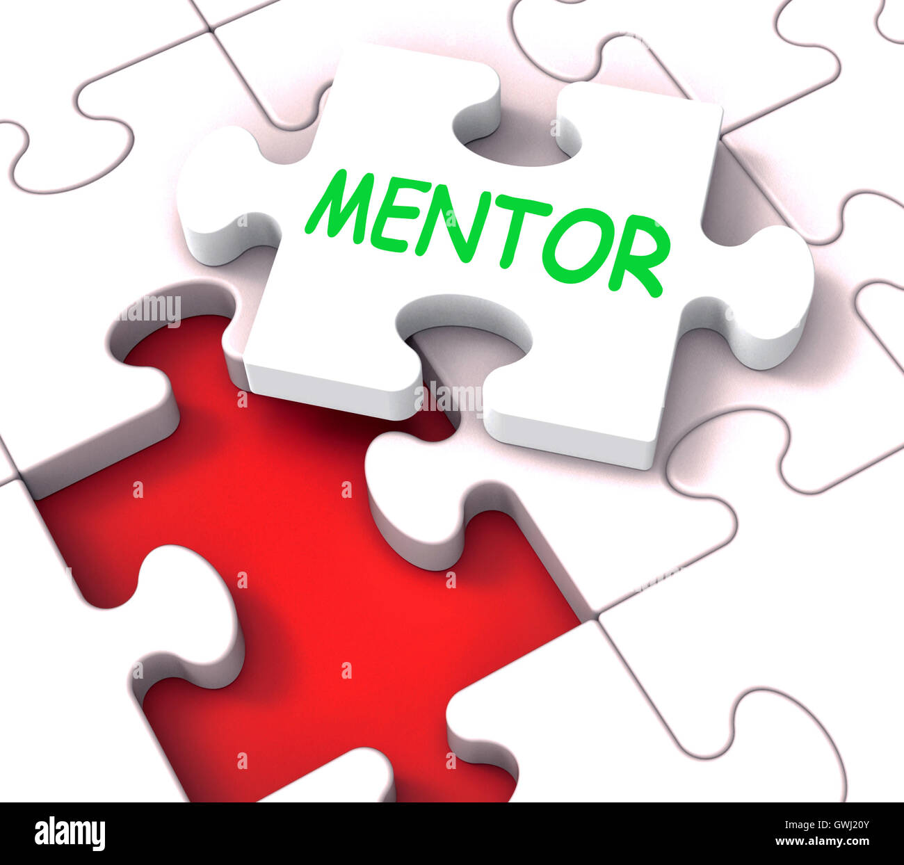 Mentor-Puzzle zeigt Beratung, Mentoring, Mentoring und Mentoren Stockfoto