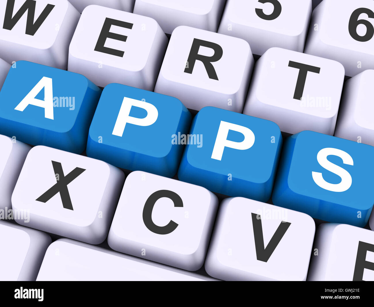 Apps-Schlüssel zeigt Web-Anwendung oder Anwendungen Stockfoto