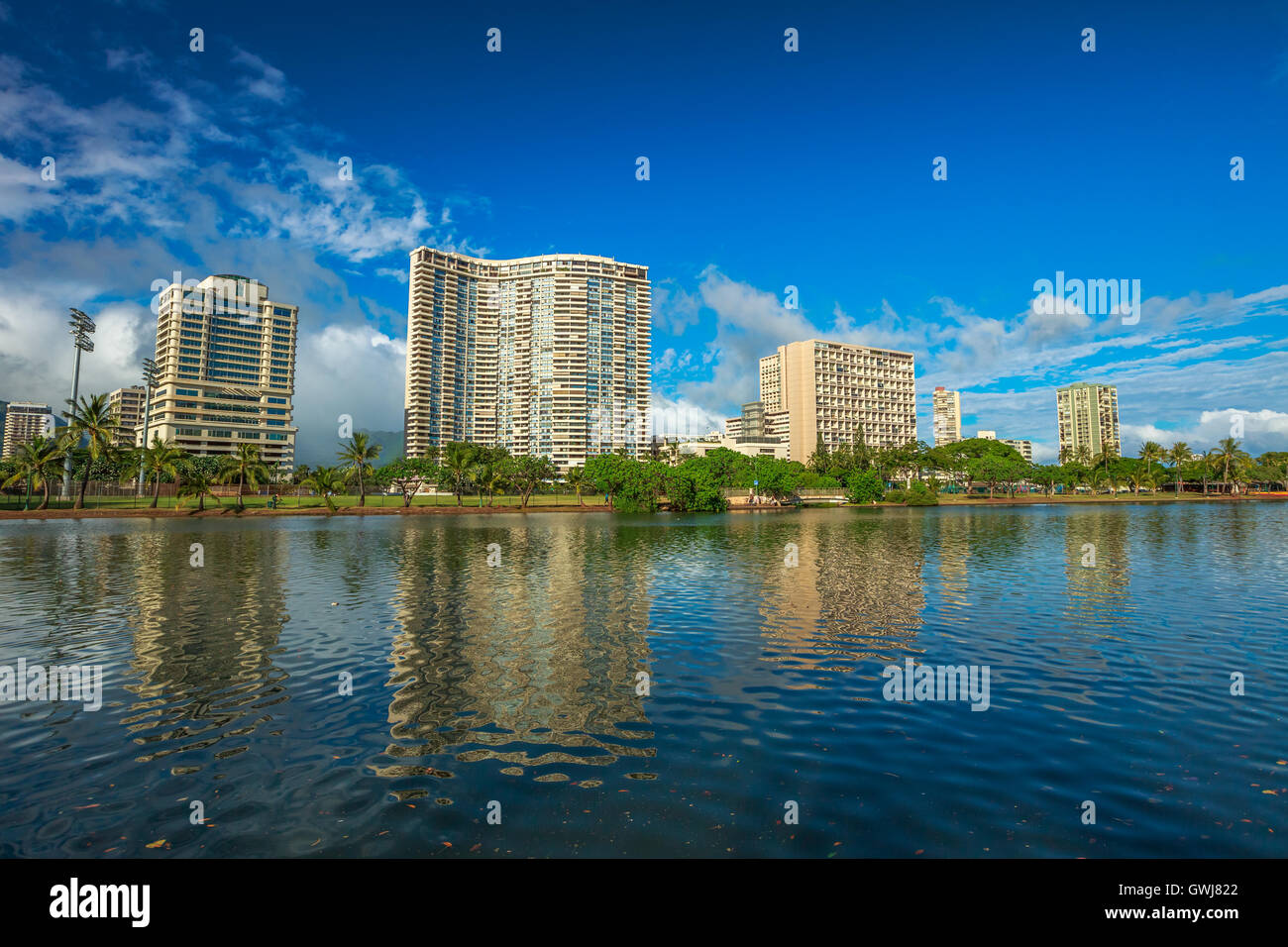 Ala Wai Kanal Honolulu Stockfoto