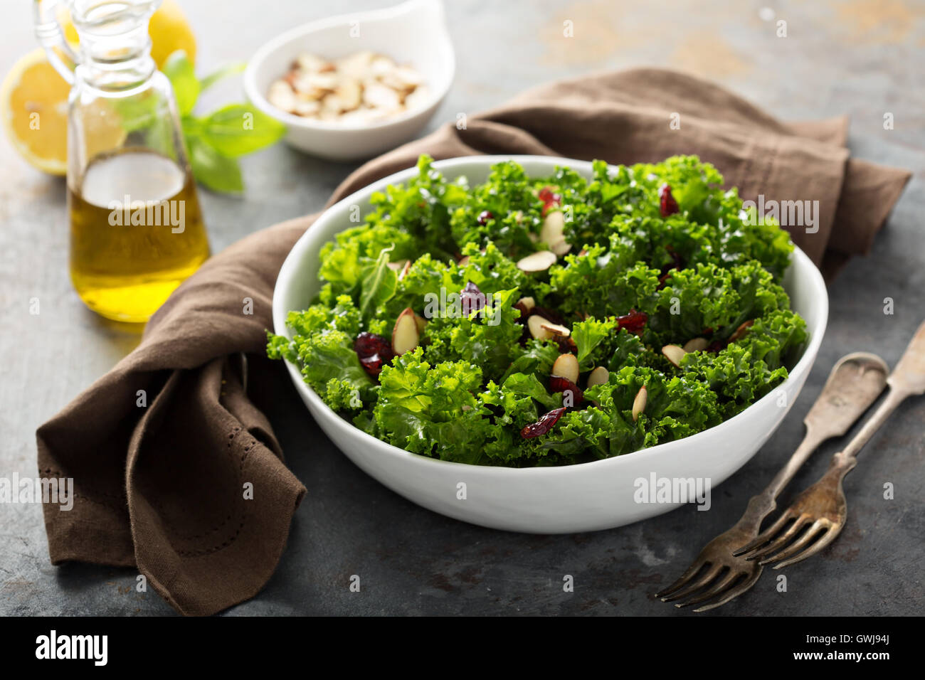 Frische gesunde Salat mit Grünkohl und cranberry Stockfoto