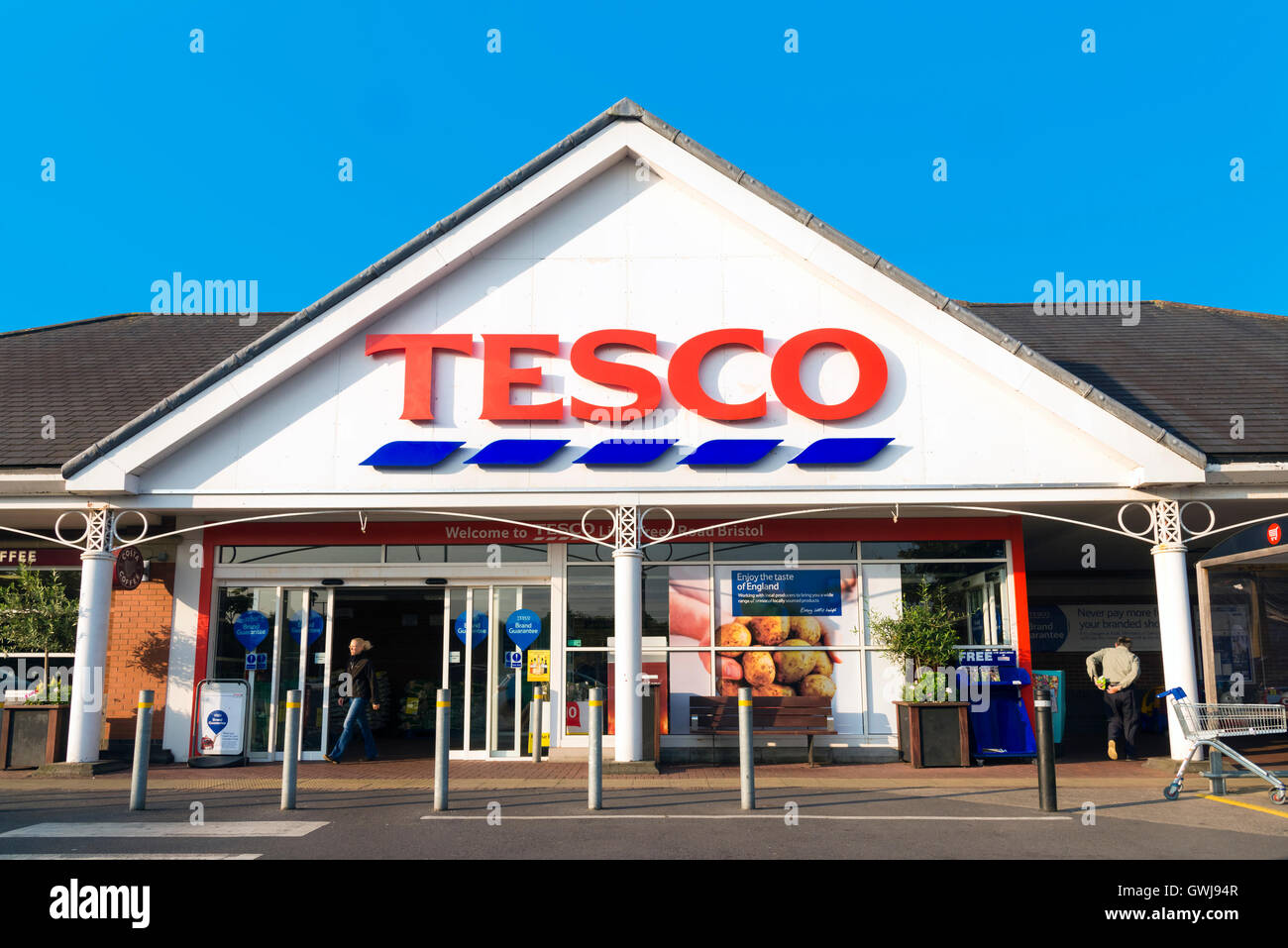 Tesco-Supermarkt, UK. Stockfoto