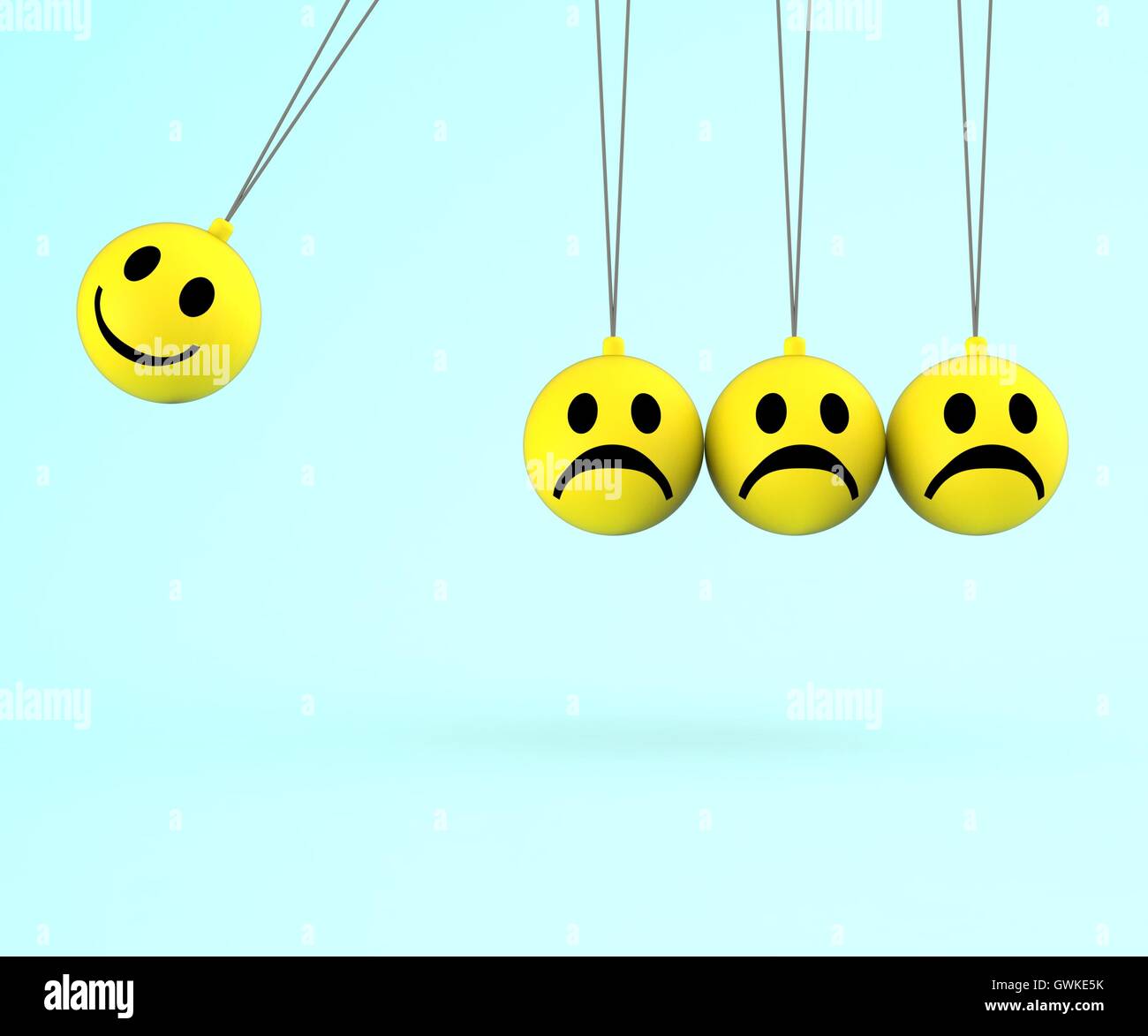 Glückliche und traurige Smileys zeigt Emotionen Stockfoto