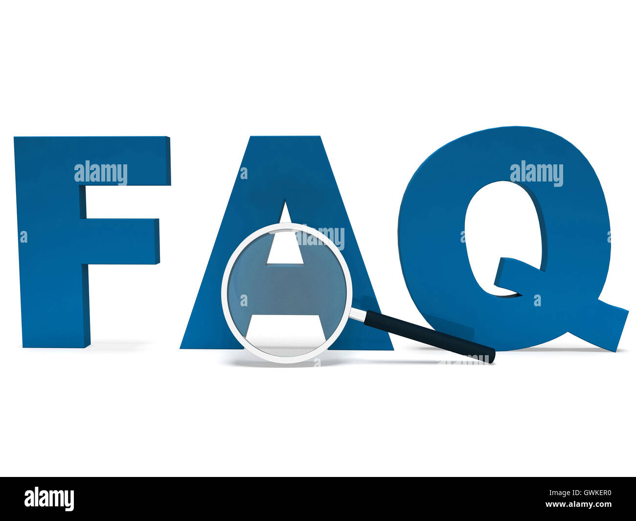 FAQ-Wort zeigt Faqs Beratung oder häufig gestellte Fragen Stockfoto