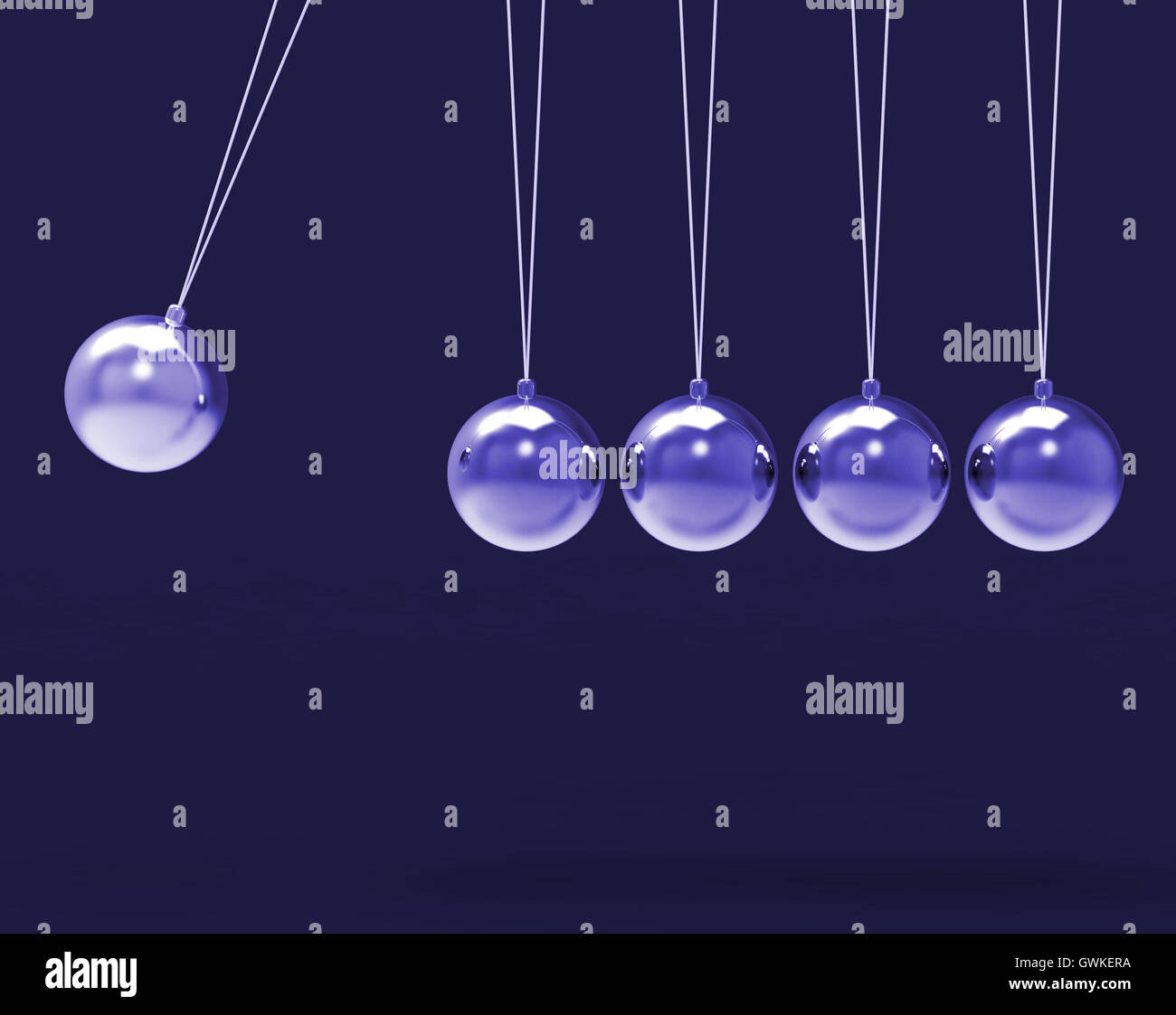 Fünf Silber Newtons Wiege zeigt leere Sphären Exemplar für 5 L Stockfoto