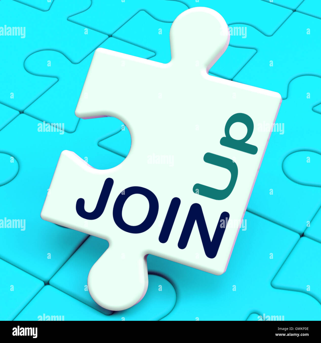 Join Up Puzzle zeigt abonnieren Mitglied und Registrierung Stockfoto