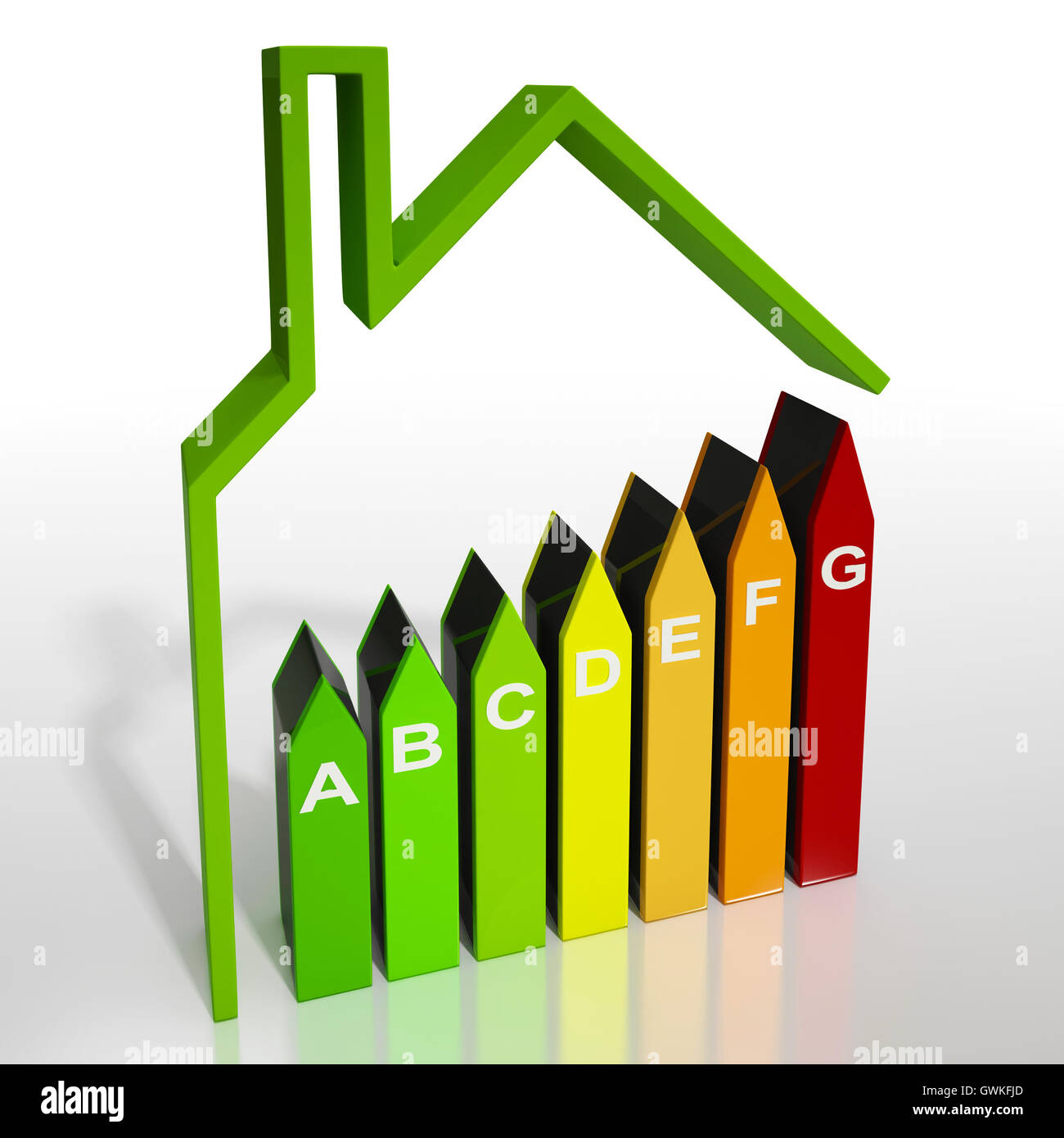 Energieeffizienz Rating Diagramm grünes Haus Stockfoto