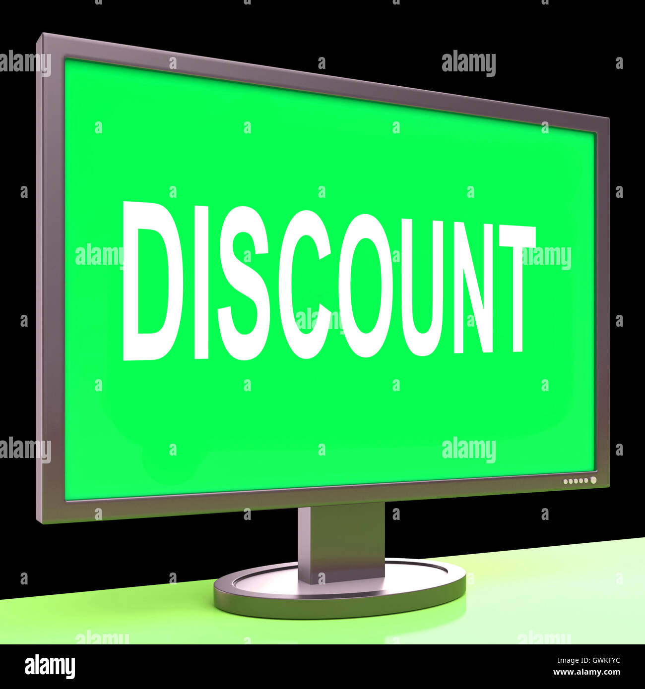 Rabatt-Bildschirm zeigt Promotion Verkauf Rabatte oder Clearance Stockfoto