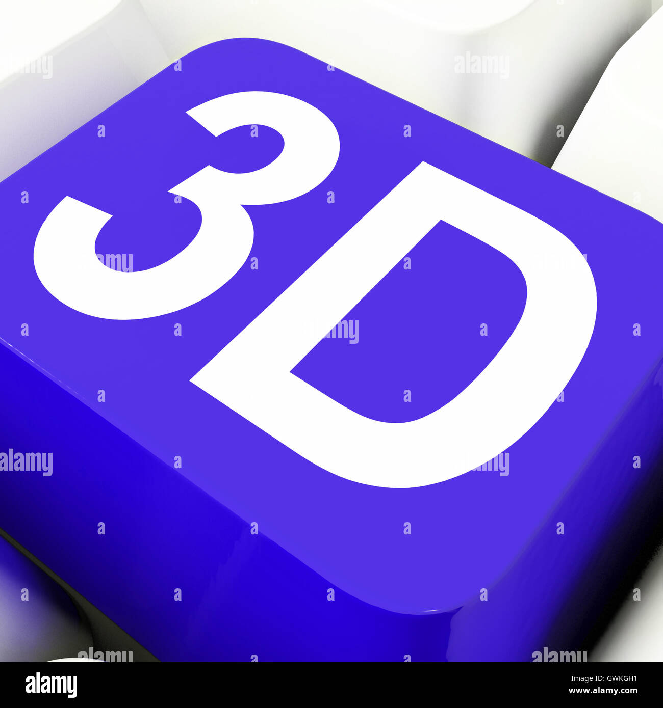 3D-Taste zeigt drei dimensionale oder Abmessungen Stockfoto